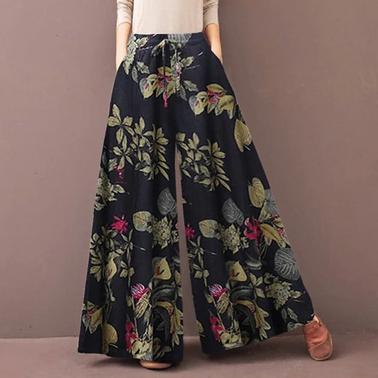 Wide leg floral print pant